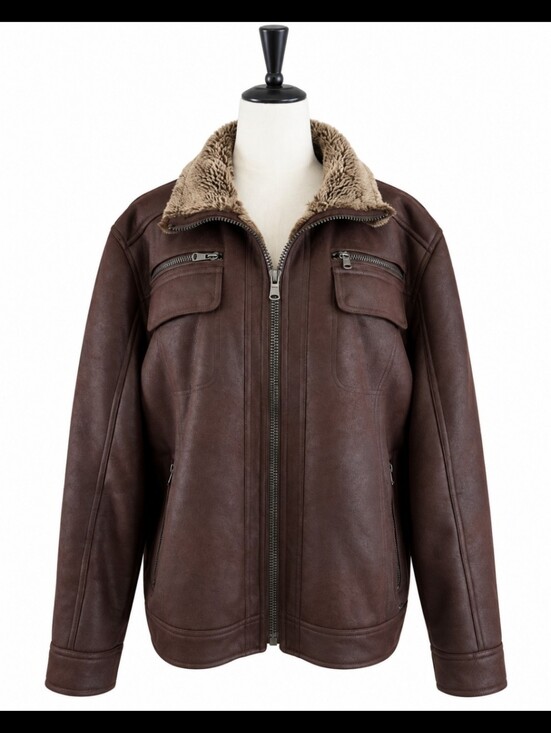 Calvin Klein Other - Calvin Klein Mens XL Dark Brown Faux Shearling Leather Bomber Jacket